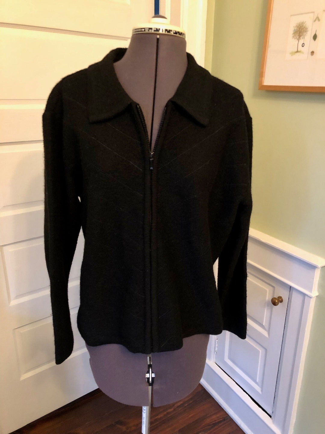 90s Feather Trim Long Sleeve Knit (L/XL)