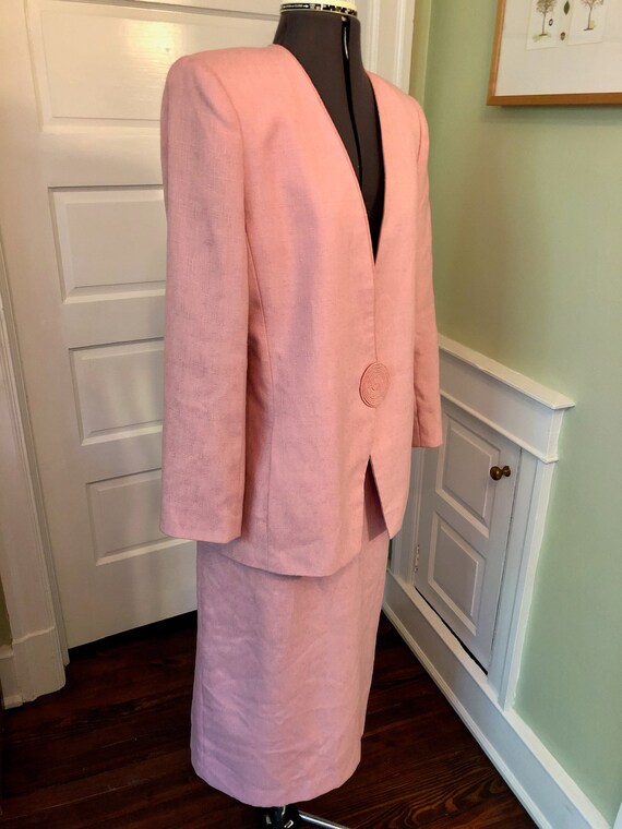 80s Rose Textured Suit Set with Long Sleeved Deep… - image 4