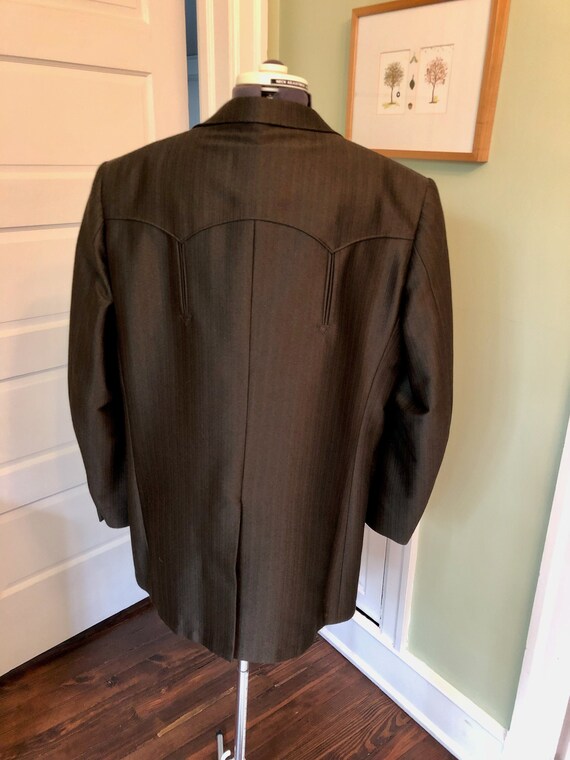 80s Dark Brown Sport Coat with Western Details an… - image 6