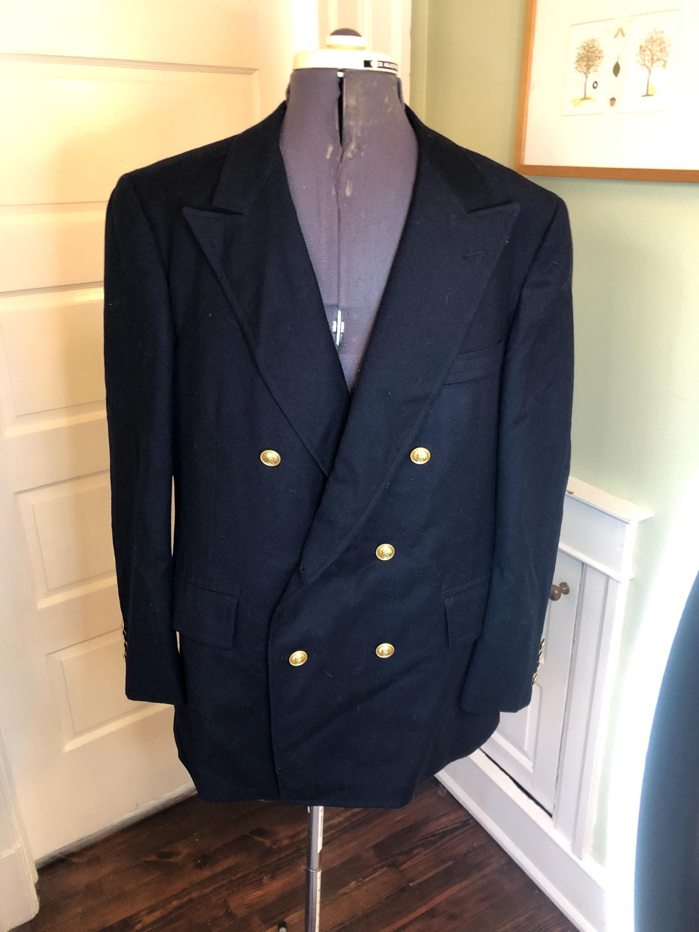 70s Fine Navy Wool Double Breasted Preppy Sport Coat or Blazer
