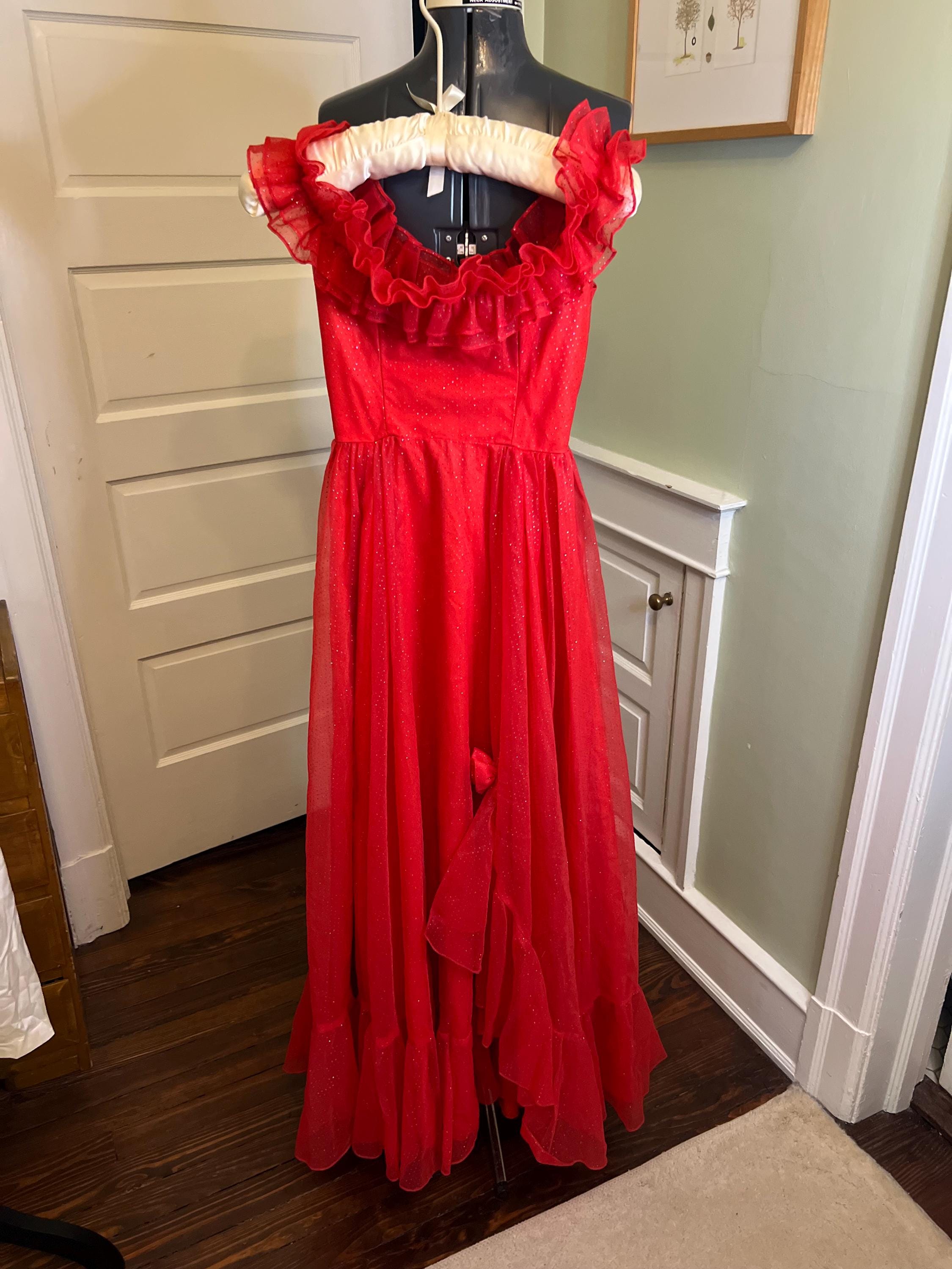 Red Rosette Dress - Etsy