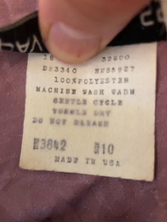 70s Leaf Patterned Polyester Satin Lavender Long … - image 6