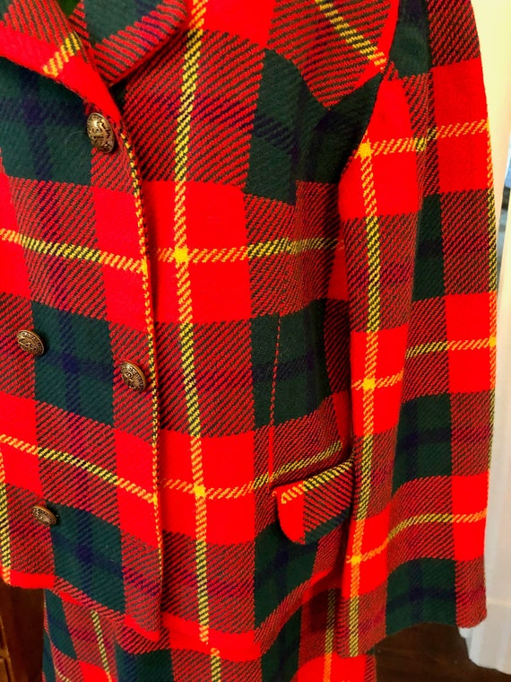 70s Bold Plaid Suit Set of Suit Jacket and Skirt … - image 3