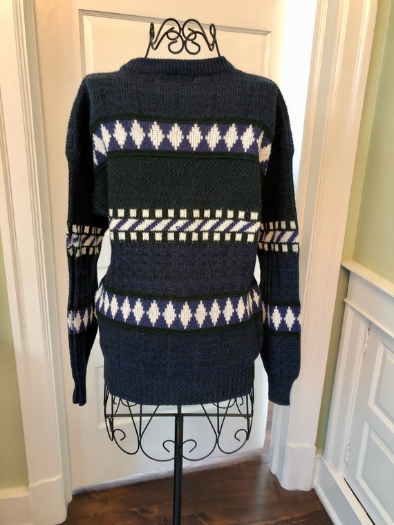90s Men's Blue and Green Striped Sweater by Campu… - image 3