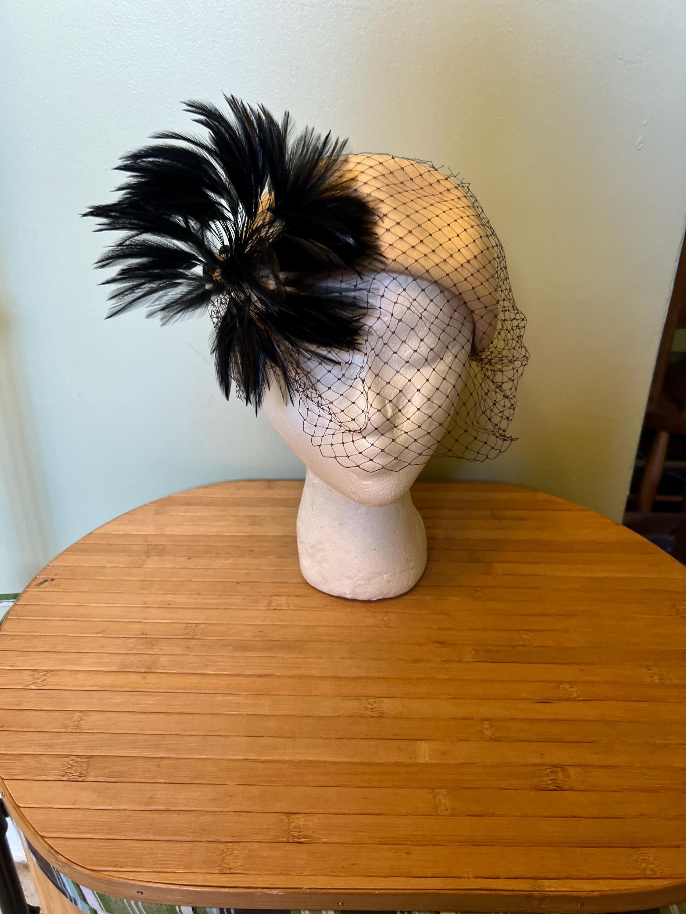 Black Pillbox Hat Wool Veil - Etsy display picture 1