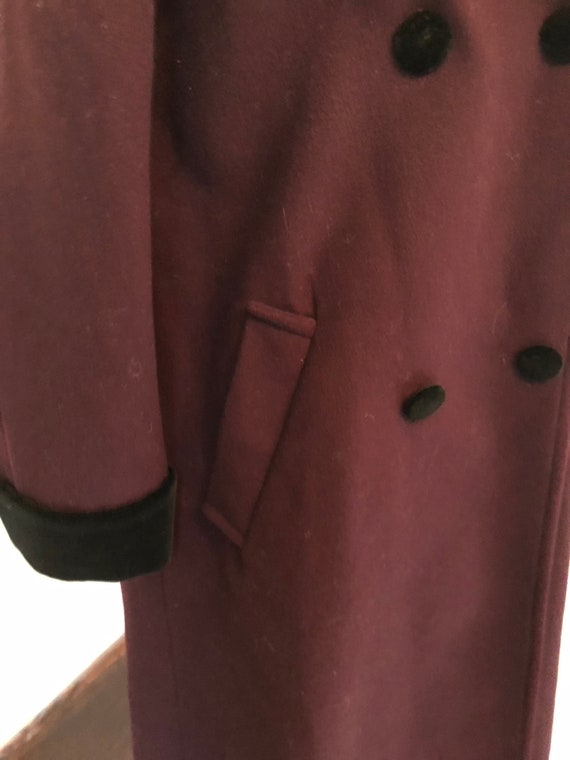 90s Halston Aubergine or Eggplant Wool Dress Coat… - image 5