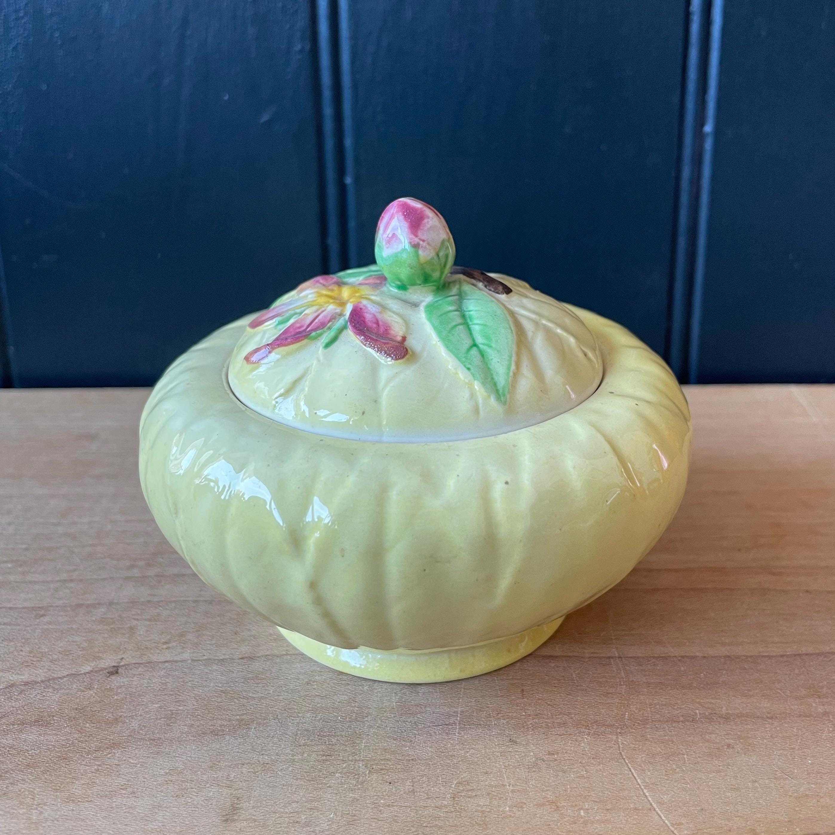 Vintage Carlton Ware Preserve Pot: Yellow Floral Lid, Australian