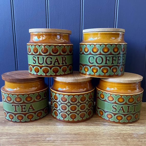 Vintage Hornsea Pottery Bronte Storage Jars | 1970s Retro Kitchen