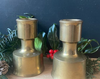 Vintage 60s Dansk Designs brass candle holders