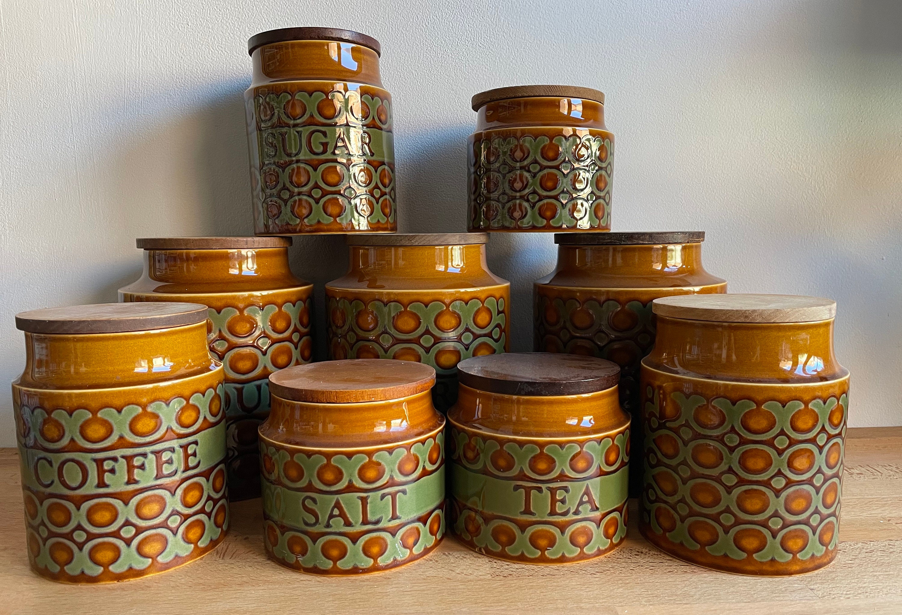 Hornsea Bronte Salt and Pepper Pots. Retro 1970s Condiments