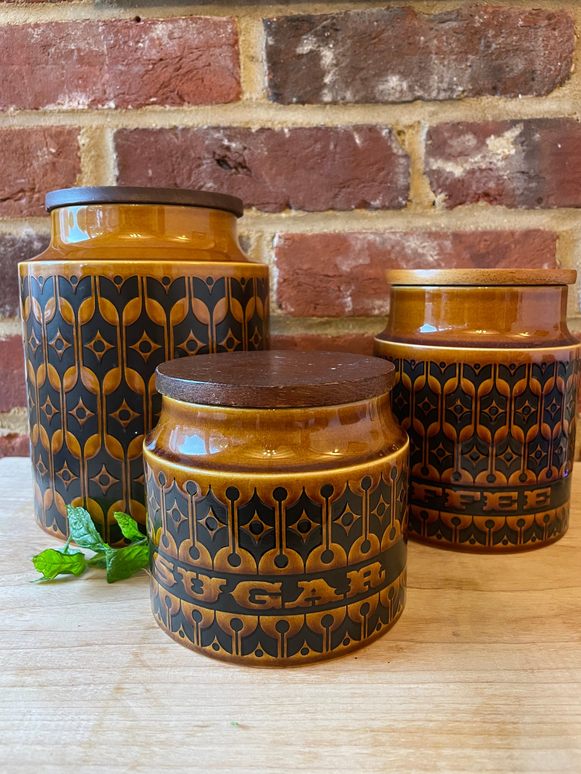Hornsea Pottery vintage Heirloom pattern | retro storage jars/cannisters | sustainable storage
