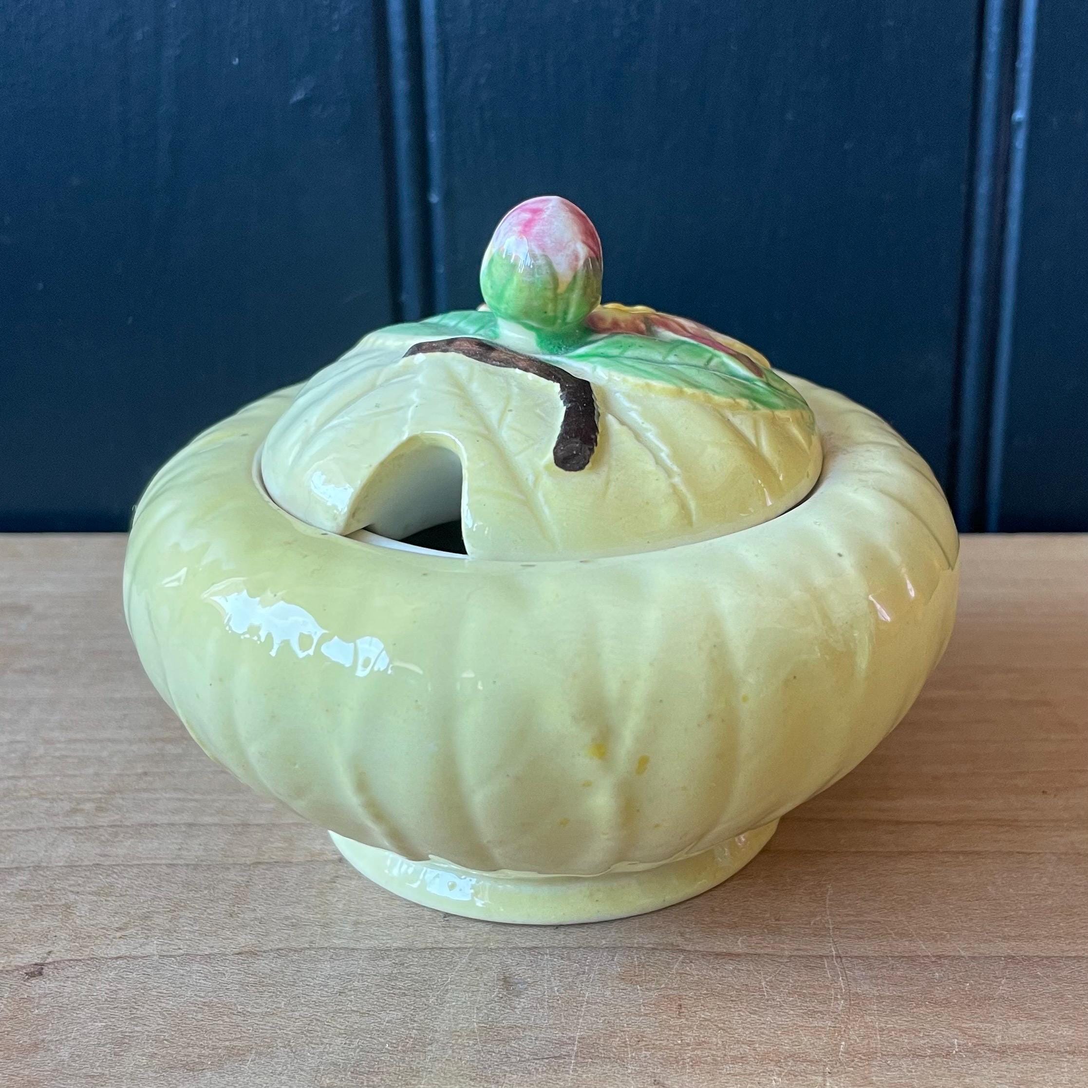 Vintage Carlton Ware Preserve Pot: Yellow Floral Lid, Australian
