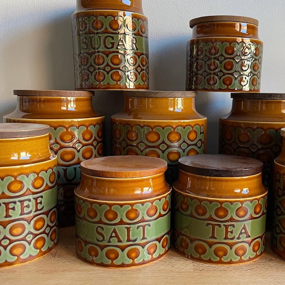 Vintage Hornsea Pottery Bronte Storage Jars | 1970s Retro Kitchen