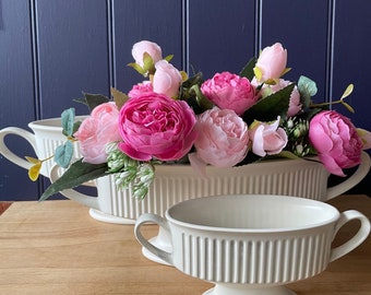 Fabulous vintage Hornsea Pottery classic ‘WHITE WEDDING’ design jardiniere vases