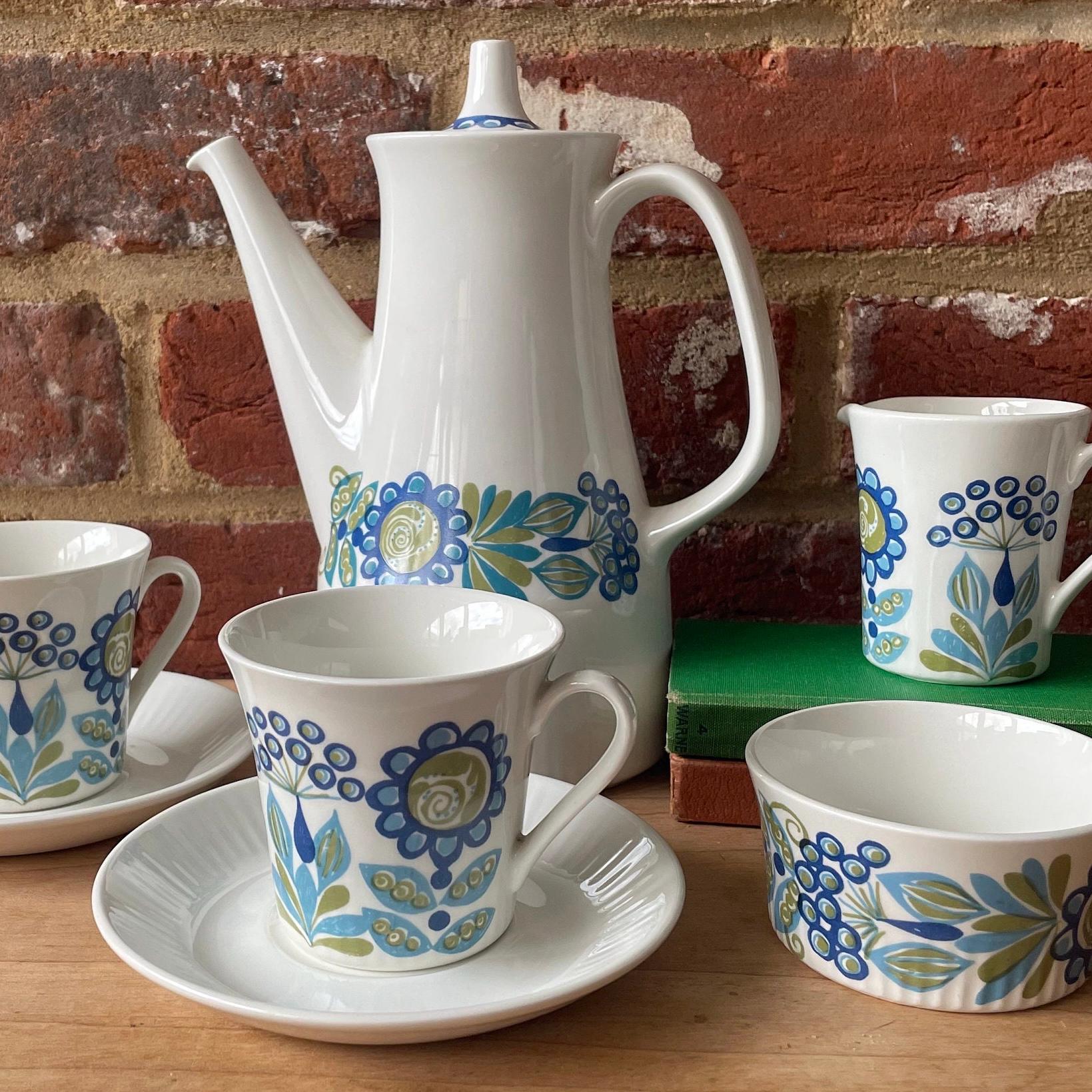Figgjo Flint Vintage Tor Viking Coffee/tea Pot, Cups, Saucers