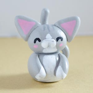 Handmade Polymer Clay Figurine - Gray Kitty