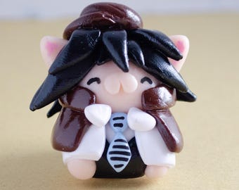 Handmade Polymer Clay Figurine - BSD Detective Kitty