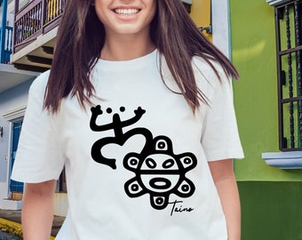 Puerto Rico Historical Shirts, Taino Indians Historical Sweatshirts, Boricua Taino Symbols Tees, Coqui Frog Symbol Shirt, Taino Sun Symbol