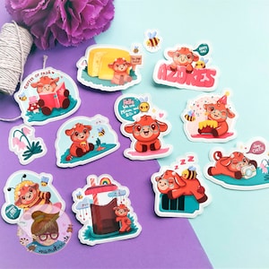 Minou e Zita pack stickers - best friends- digital ilustration by nanukisarte - cute stickers