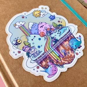Mijn wereld in kawaii Sticker - van de Azoren - illustratie door nanukisarte - planner of agenda sticker - waterdichte glanzende sticker - grote sticker