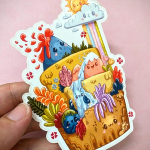 Adesivi Elementi della natura | Illustrazione in stile Kawaii | Adesivo impermeabile lucido | illustrazione digitale di Nanukis.arte