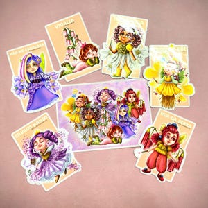 Endemische bloemen van de Azoren | Stickerpakket | Bloemenfeeën | kawaii | Glanzende waterdichte sticker | digitale illustratie