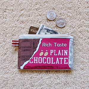 Monedero de chocolate - Pequeño monedero con cremallera - Billetera pequeña - Estuche con cremallera para guardar dulces, tesoros o lápiz labial - Regalo de San Valentín