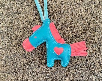 Handmade Leather Horse Bag Charm | Cute Animal Keychain Gift