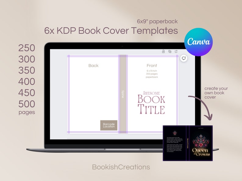 6x9 Canva Paperback Book Cover Template / KDP Ready & Approved / 250