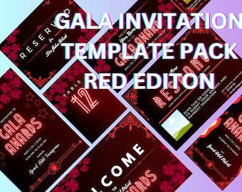 Gala Invitation Template pack!! (using Canva)(Red Edition)