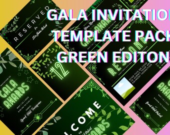 Gala Invitation Template pack!! (using Canva)(Green Edition)