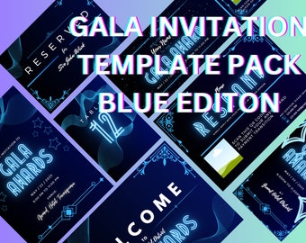 Gala Invitation Template pack!! (using Canva)(Blue Edition)