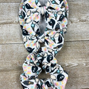 I Scream for Ice Cream •Hand Tied Bows and Sewn Scrunchies• Nylon headband, Headwrap, Piggies, or Alligator Clip