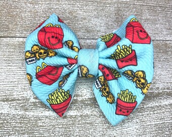 Happy Meal •Hand Tied Bows• Nylon headband or Alligator Clip Bow