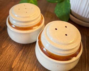Vintage Stoneware Salt and Pepper Shakers || 1970s || MCM || Mid Century