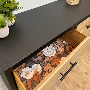 Beige Amber Brown Vintage Floral Peel and Stick Wallpaper || Drawer Liner || Furniture Refinishing || MCM