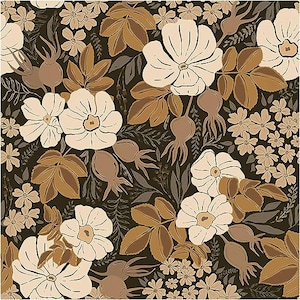 SAMPLE of Beige Amber Brown Vintage Floral Peel and Stick Wallpaper || Drawer Liner || Furniture Refinishing || MCM
