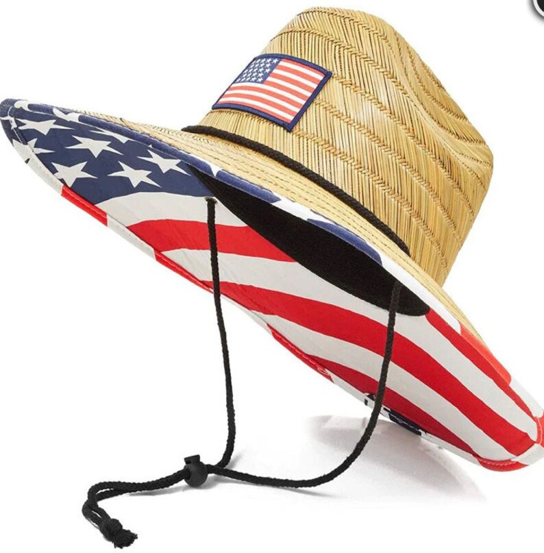 American Flag Straw Hat Beach Unisex Etsy