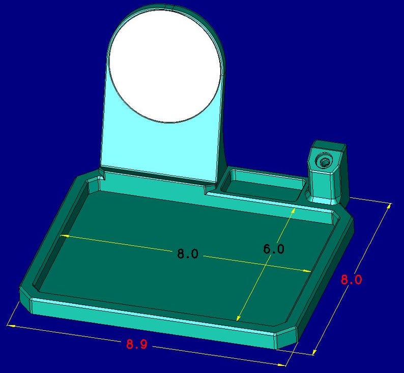Dimensions of tray