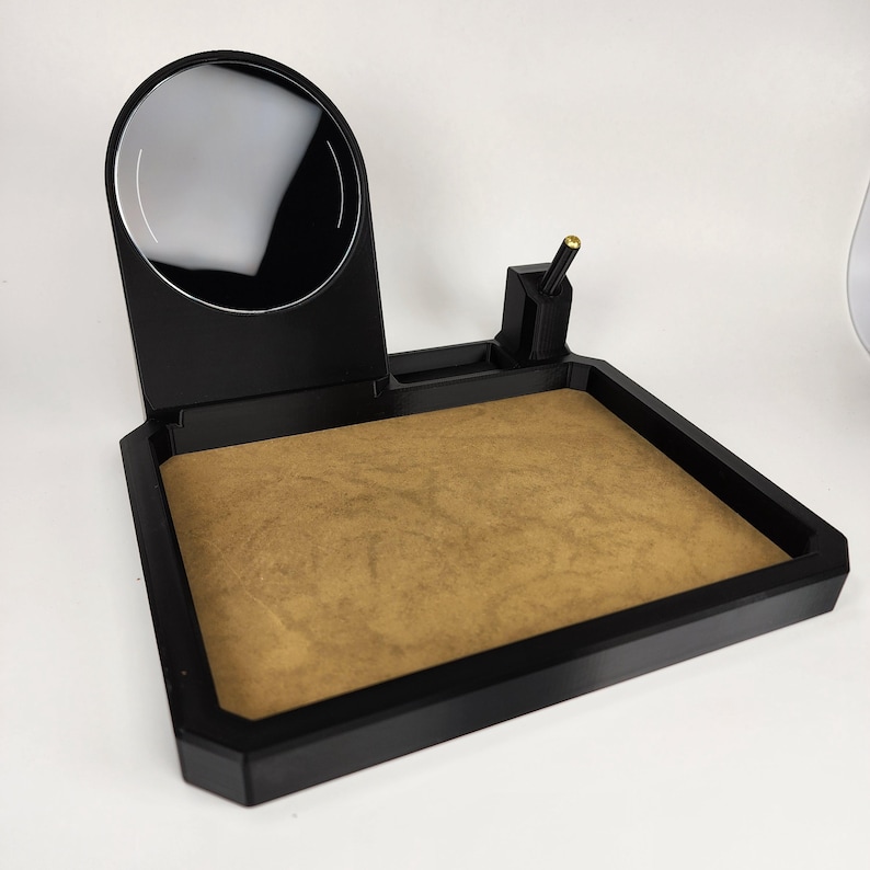 EDC Nightstand Organizer: Wireless Charger, Handgun Display, Leather Valet Tray 7 Olive Soft Leather