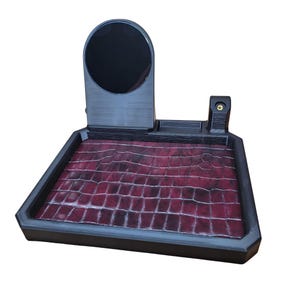 EDC Nightstand Organizer: Wireless Charger, Handgun Display, Leather Valet Tray 2. Red Crocodile