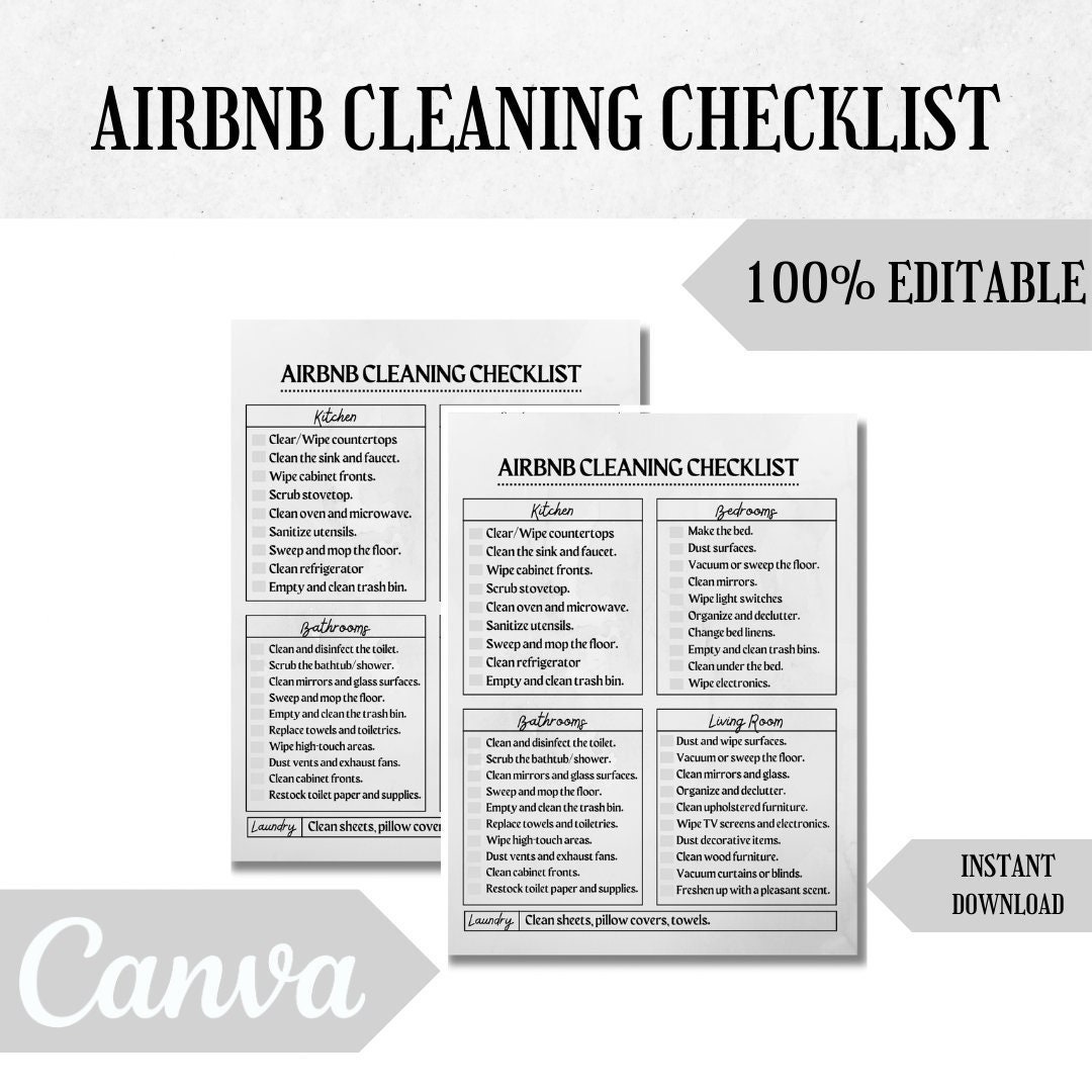 Airbnb Cleaning Checklist Airbnb Cleaning Check Airbnb Cleaning