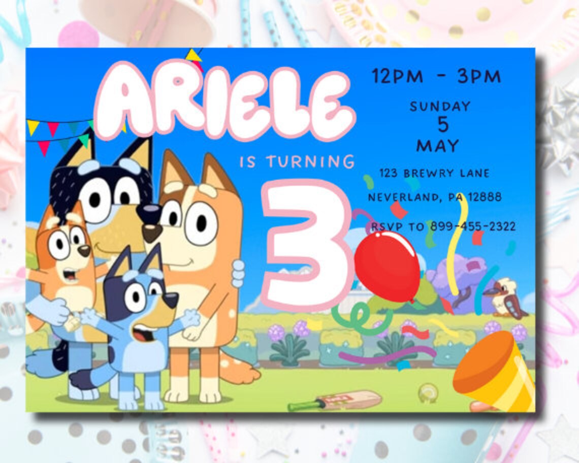 Bluey Birthday Invitation Etsy Bluey Birthday Invitation Etsy
