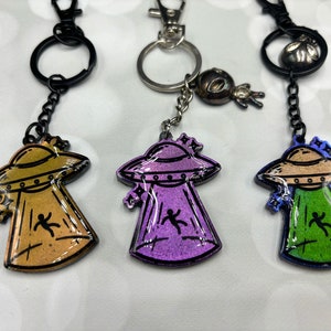 UFO Abduction Resin Keychain - Ready To Ship