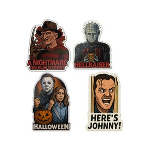 Retro Horror Die-Cut Stickers: Classic Monster Movie Decals for Halloween & Vintage Enthusiasts
