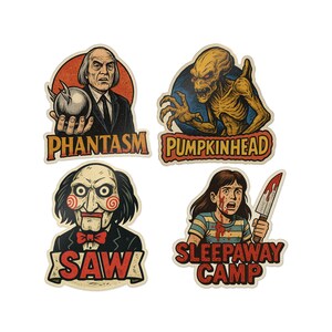 Vintage 80s Horror Movie Stickers: Halloween Decals Bundle