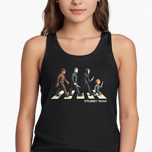 Horror Movie Mashup Tank Top: Stabbey Road - Michael Myers & Freddy Krueger Halloween Costume