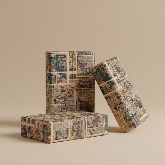 Retro Star Wars Comic Book Wrapping Paper - Geeky Movie Gift Wrap