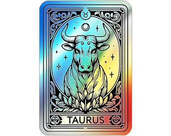 Pegatina holográfica troquelada Tauro del 20 de abril al 20 de mayo, regalo de astrología del zodiaco