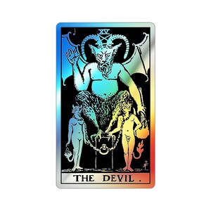De duivel tarotkaart holografische gestanste sticker